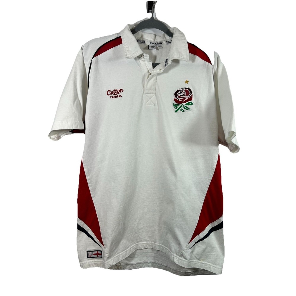 Vintage 2003 Cotton Traders England Men's Rugby Polo Jersey Shirt L Athleisure